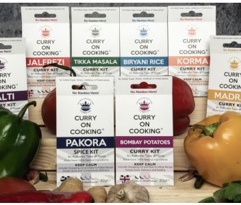 Curry On Cooking Chapatti Pan and 6 Curry Kits with recipes 