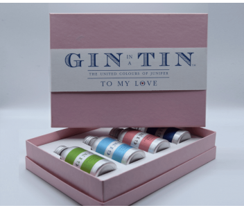 THE LOVE GIN TIN, GIFT BOX SET - PINK BOX - 35ML TINS