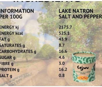 Lake Natron Salt and Pepper Cashew Nut Tube (1 x 80g)