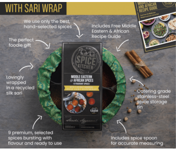 AFRICAN & MIDDLE EASTERN SPICE TIN WITH SARI WRAP | 9 SPICES | 
