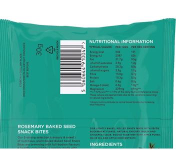 Pep & Lekker Rosemary Prebiotic Baked seed snack bites (box of 5) 