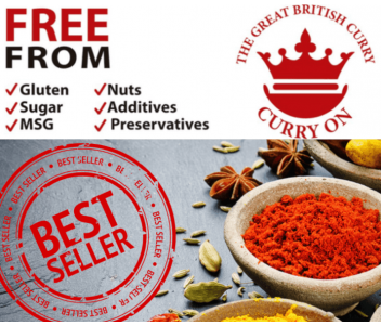 8 Curry Kits with a KEEP KORMA & CURRY ON Apron 