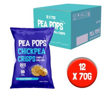 Pea Pops Chickpea Crisps Simply Salted (12x70g) - Gluten Free, Vegan, High Protein