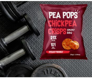 Pea Pops Chickpea Crisps Smoky BBQ (18x23g) - Gluten Free, Vegan, High Protein