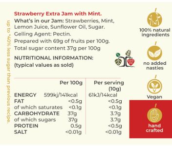 Womersley Strawberry & Mint Jam - More Fruits, Less Sugar