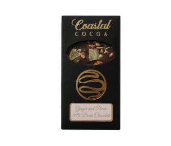 Ginger and Pecan 70% Dark Chocolate Bar