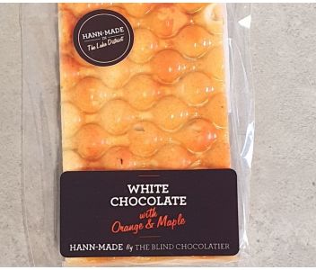 White chocolate flavoured with orange and maple 