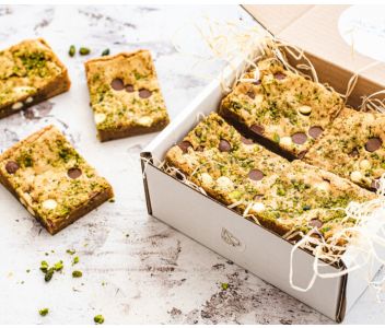 White Chocolate & Pistachio Blondies Box of 8