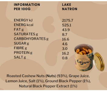 Lake Natron Salt and Pepper Cashew Nut Tube (1 x 80g)