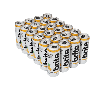 Brite Natural Energy & Focus Drink - Pineapple Mango - No Sugar, No Sweeteners - Case of 24 x 330ml cans