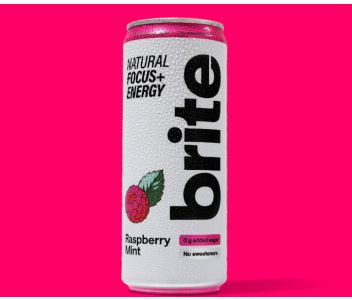 Brite Natural Energy & Focus Drink - Raspberry Mint - No Sugar, No Sweeteners - Case of 24 x 330ml cans