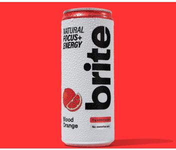 Brite Natural Energy & Focus Drink - Blood Orange - No Sugar, No Sweeteners - Case of 24 x 330ml cans