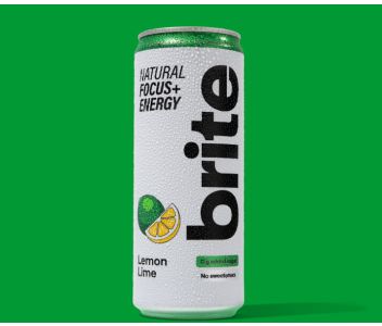 Brite Natural Energy & Focus Drink - Lemon Lime - No Sugar, No Sweeteners - Case of 24 x 330ml cans
