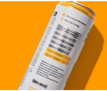 Brite Natural Energy & Focus Drink - Pineapple Mango - No Sugar, No Sweeteners - Case of 24 x 330ml cans