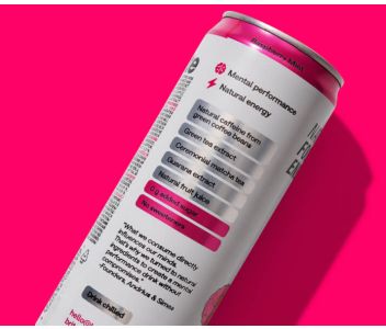 Brite Natural Energy & Focus Drink - Raspberry Mint - No Sugar, No Sweeteners - Case of 24 x 330ml cans