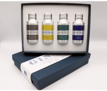 THE LOVE GIN TIN, GIFT BOX SET - NAVY GIFT BOX - 35ML TINS