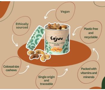 Lake Natron Salt and Pepper Cashew Nut Tube (1 x 80g)