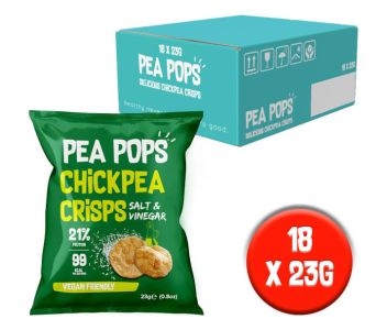 Pea Pops Chickpea Crisps Salt & Vinegar (18x23g) - Gluten Free, Vegan, High Protein