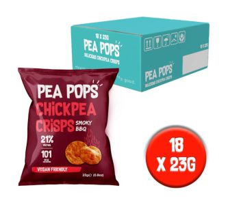 Pea Pops Chickpea Crisps Smoky BBQ (18x23g) - Gluten Free, Vegan, High Protein