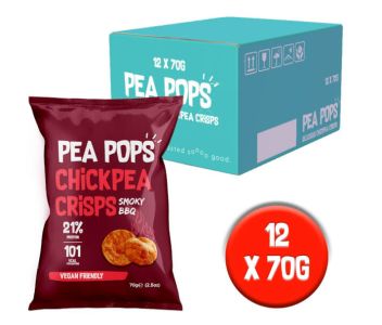 Pea Pops Chickpea Crisps Smoky BBQ (12x70g) - Gluten Free, Vegan, High Protein