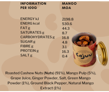 Mango Moa Cashew Nuts Tube (1 x 100g)
