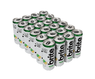 Brite Natural Energy & Focus Drink - Lemon Lime - No Sugar, No Sweeteners - Case of 24 x 330ml cans