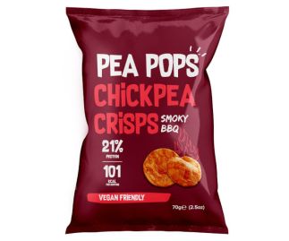 Pea Pops Chickpea Crisps Smoky BBQ (12x70g) - Gluten Free, Vegan, High Protein