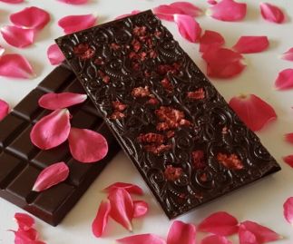 Rose & Raspberry Dark Chocolate Bar