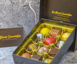 12  Hann-Crafted  chocolates from the blind chocolatier