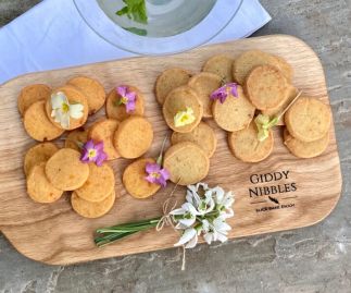 Giddy Nibbles Bake-at-Home Cheese Biscuits: Red Leicester & Pink Peppercorn and Cheddar & Fennel
