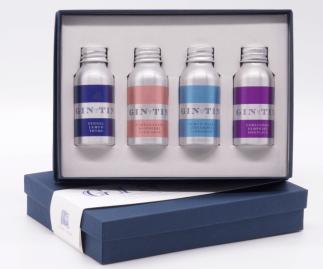 BOX SET OF FOUR SEASONAL SUMMER GINS IN NAVY BLUE GIFT BOX
