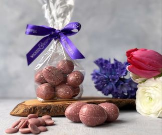 Speckled hand Painted Ruby & Raspberry Mini Chocolate Eggs 