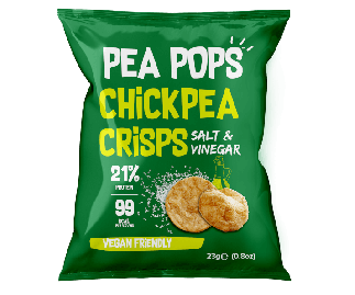 Pea Pops Chickpea Crisps Salt & Vinegar (18x23g) - Gluten Free, Vegan, High Protein