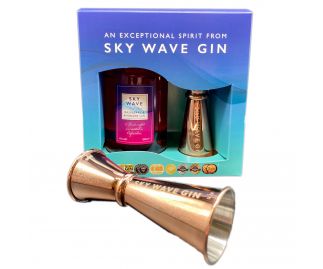 Sky Wave Gin Raspberry and Rhubarb Gift Box & Jigger (1 x 200ml bottle plus Rose Jigger)