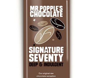 75g – SIGNATURE SEVENTY 70% Raw Cacao – Yacon Sweetened Dark & Creamy Chocolate Bar