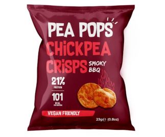 Pea Pops Chickpea Crisps Smoky BBQ (18x23g) - Gluten Free, Vegan, High Protein