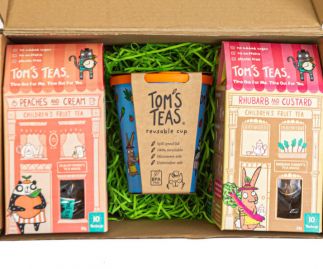 Gift set - x4 Tom's Teas and reusable cup and lid