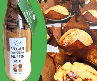 Vegan chocolate muffin mix bottle gift