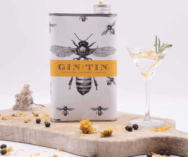 A BEAUTIFUL BEE TIN OF GIN - 50CL TIN