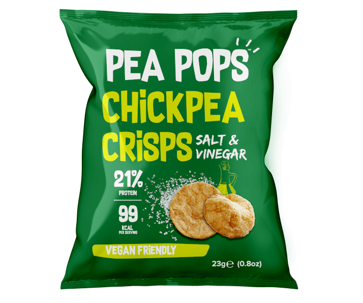 Pea Pops Chickpea Crisps Salt & Vinegar (18x23g) - Gluten Free, Vegan, High Protein