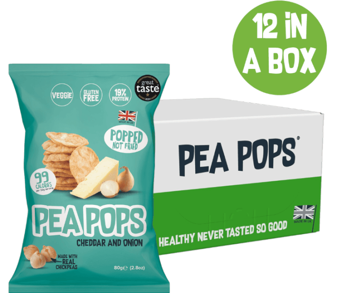 PEA POPS CHEDDAR & ONION CHICKPEA CRISPS 12 x 80g