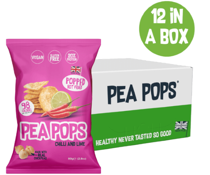 PEA POPS CHILLI & LIME CHICKPEA CRISPS 12 x 80g