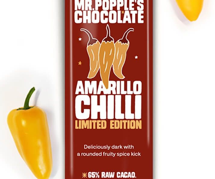 AMARILLO CHILLI – Dark Chocolate with Fruity Peruvian Chilli – 65% Cacao with Coconut Sugar -35g