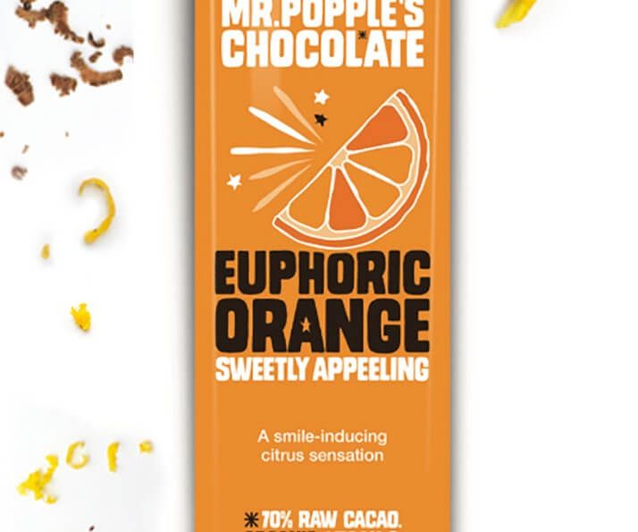 EUPHORIC ORANGE – Organic Orange Chocolate Bar – Sweetened with Yacon Syrup – 35g